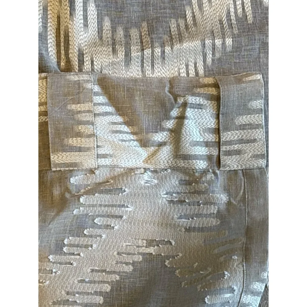 West Elm Sheer Curtain Panel 48x108 Beige White Abstract Diamond Long